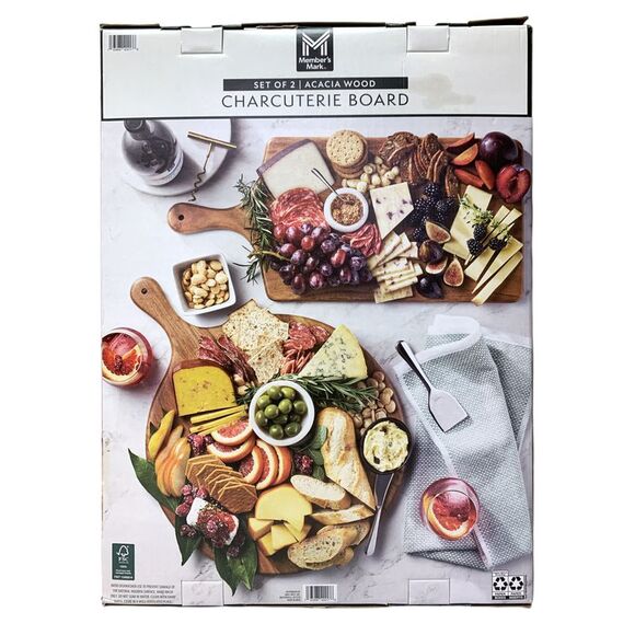 Member's Mark Acacia Wood Charcuterie Board Serving Set, Round and Rectangular - Picture 2 of 2